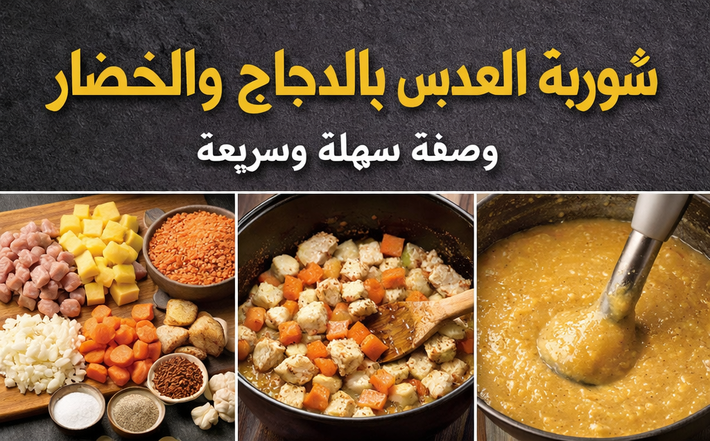 شوربة العدس بالدجاج والخضار .. وصفة شتوية سريعة
