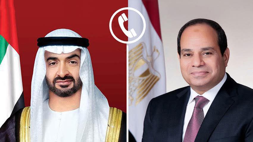 السيسى يتواصل هاتفيا مع رئيس الإمارات .. ويشدد بضرورة تكثيف الجهود لعدم التصعيد
