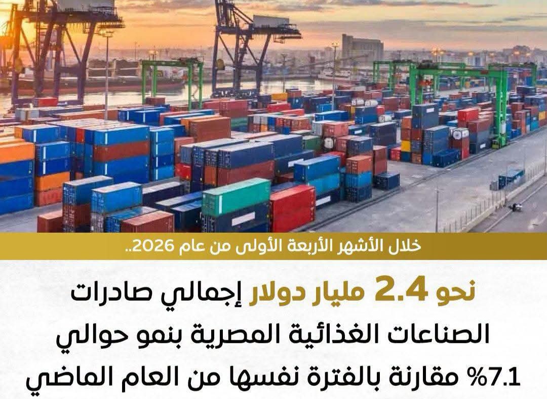 إعلامي الوزراء: صادرات مصر الغذائية ترتفع إلى 2.4 مليار دولار في 4 أشهر